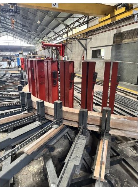 Hardwood glulam press